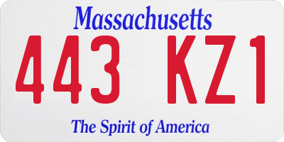 MA license plate 443KZ1