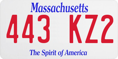 MA license plate 443KZ2
