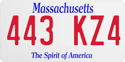 MA license plate 443KZ4