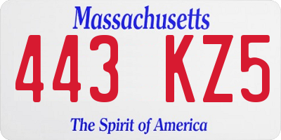 MA license plate 443KZ5
