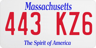 MA license plate 443KZ6