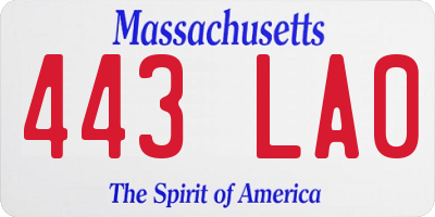 MA license plate 443LA0