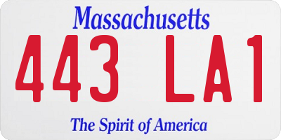 MA license plate 443LA1