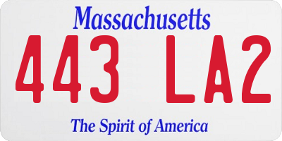 MA license plate 443LA2