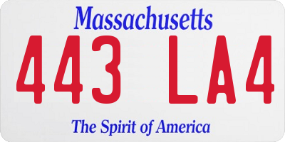 MA license plate 443LA4