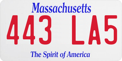MA license plate 443LA5