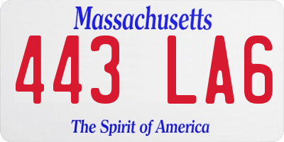 MA license plate 443LA6