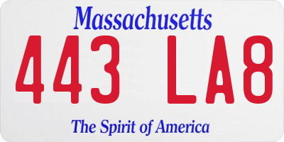 MA license plate 443LA8