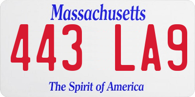 MA license plate 443LA9