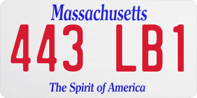 MA license plate 443LB1