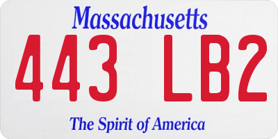 MA license plate 443LB2