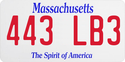 MA license plate 443LB3