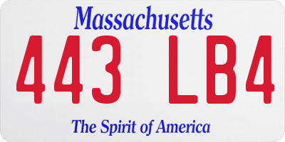 MA license plate 443LB4
