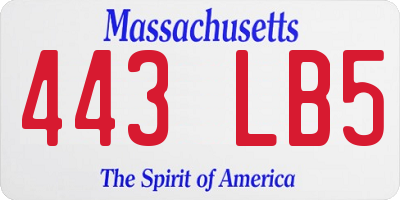 MA license plate 443LB5