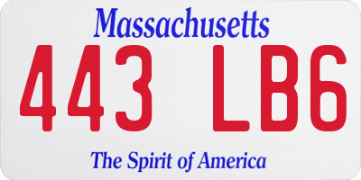 MA license plate 443LB6