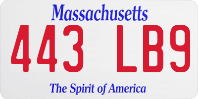 MA license plate 443LB9