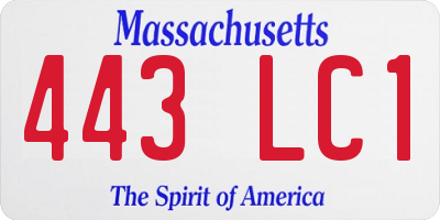 MA license plate 443LC1