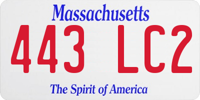 MA license plate 443LC2