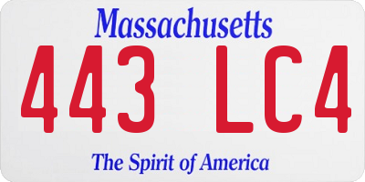 MA license plate 443LC4