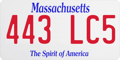 MA license plate 443LC5