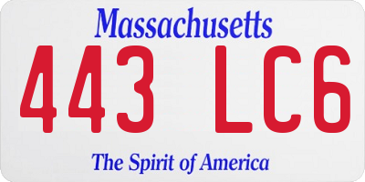 MA license plate 443LC6