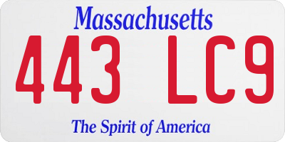MA license plate 443LC9