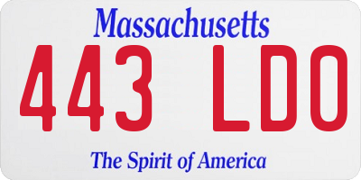 MA license plate 443LD0