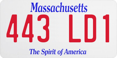 MA license plate 443LD1