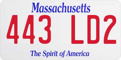 MA license plate 443LD2