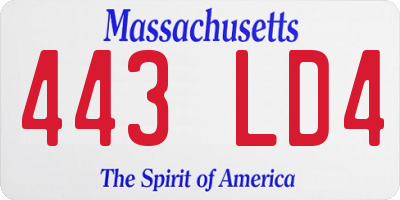 MA license plate 443LD4