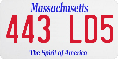 MA license plate 443LD5