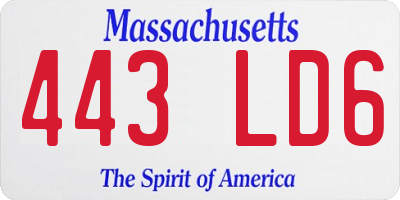 MA license plate 443LD6