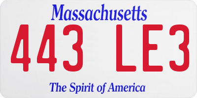 MA license plate 443LE3