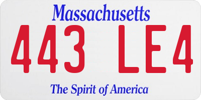 MA license plate 443LE4