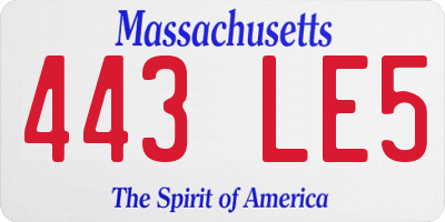 MA license plate 443LE5