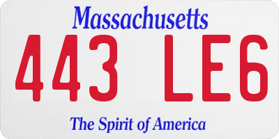 MA license plate 443LE6