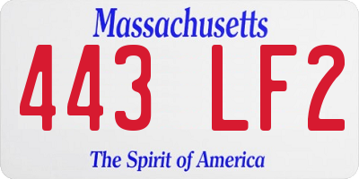 MA license plate 443LF2