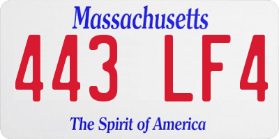 MA license plate 443LF4