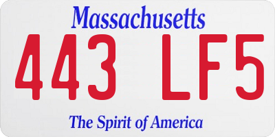 MA license plate 443LF5