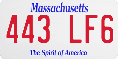 MA license plate 443LF6