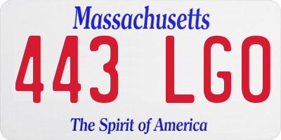 MA license plate 443LG0