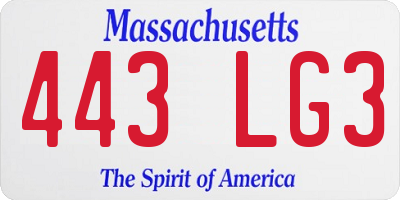 MA license plate 443LG3