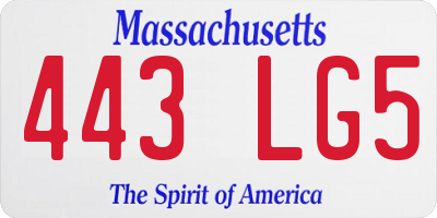 MA license plate 443LG5