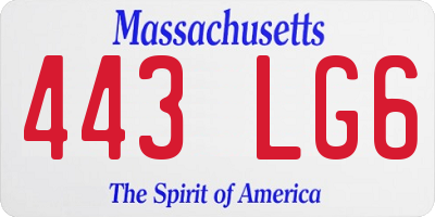MA license plate 443LG6