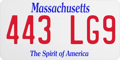 MA license plate 443LG9