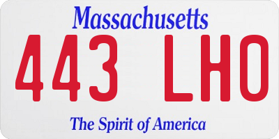 MA license plate 443LH0