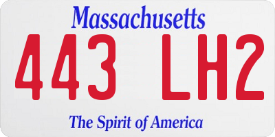 MA license plate 443LH2
