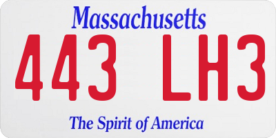 MA license plate 443LH3