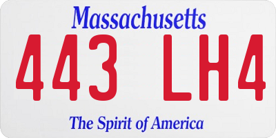 MA license plate 443LH4