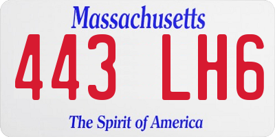 MA license plate 443LH6